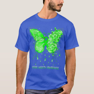 Womens Butterfly Mental Health Awareness Ribbon 68 T-Shirt