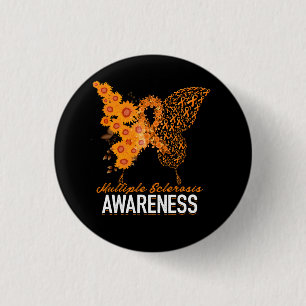 Womens Butterfly Multiple Sclerosis MS Awareness O 1 Inch Round Button