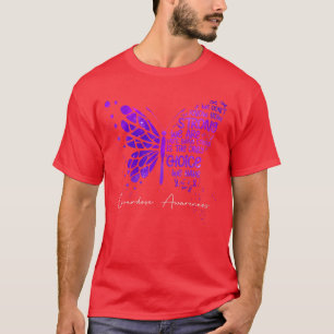 Womens Butterfly Purple Ribbon Overdose Awareness T-Shirt