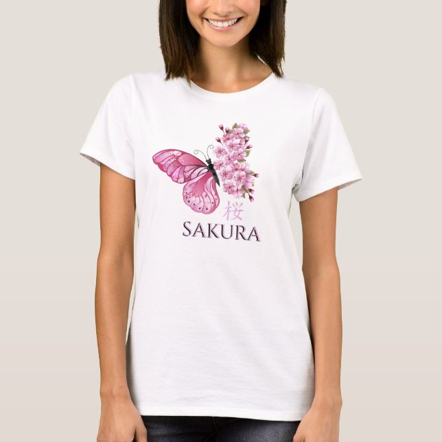 Women's Butterfly Sakura Tshirt  (Front)