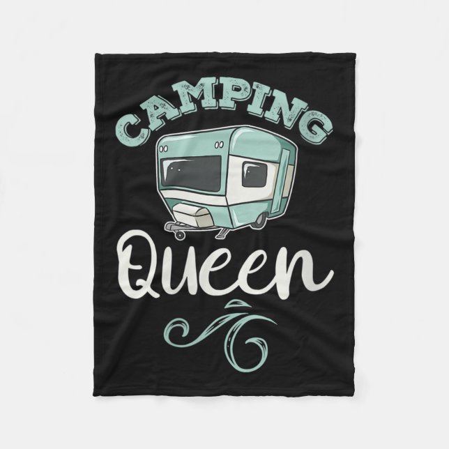 Womens Camping Queen Funny Female Camper Quote Tow Fleece Blanket (Front)