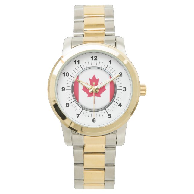 Women's Canada Flag Oversized Two-Tone Watch (Front)