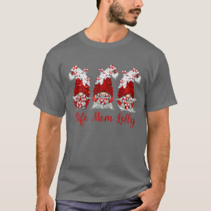 Womens Candy Cane Gnome Wife Mom Lolly Personalize T-Shirt