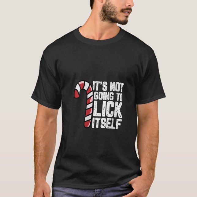 Womens Candy Cane Inappropriate Adult Humour Funny T-Shirt (Front)