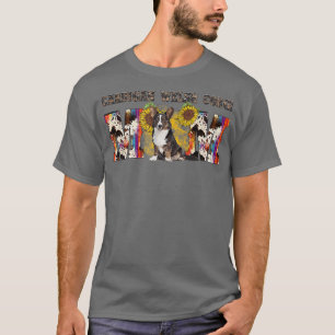 Womens Cardigan Welsh Corgi Mom Western Sunflower T-Shirt