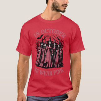 Women's Casual October We Wear Pink Witch Breast C T-Shirt