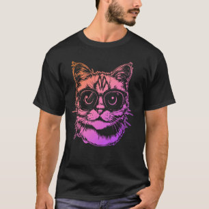 Womens Casual Spirit Animal Cat Wearing Glasses Gr T-Shirt