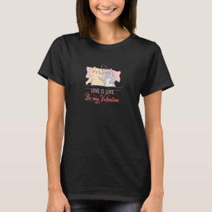 Womens Cat Couple Love Is Love Valentine's Day T-Shirt