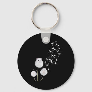 Womens Cat Dandelion Flower Skt V-neck Keychain