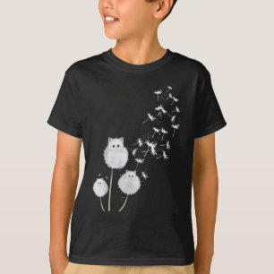 Womens Cat Dandelion Flower Skt V-neck  T-Shirt