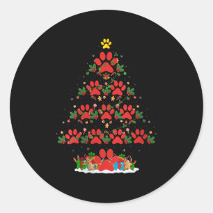 Womens Cat Dog Paw Christmas Tree Pajamas Puppy Do Classic Round Sticker