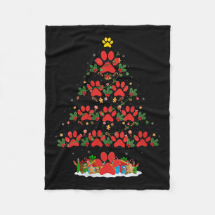 Womens Cat Dog Paw Christmas Tree Pajamas Puppy Do Fleece Blanket
