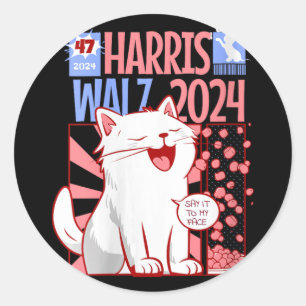 Womens Cat Ladies For Kamala Harris Wz 2024 Say It Classic Round Sticker