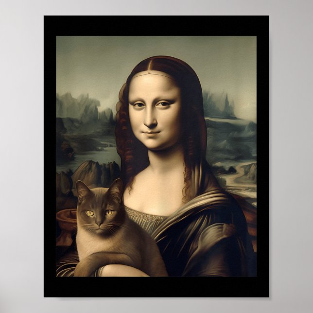 Womens Cat Lover Mona Lisa Cat Kitten  Poster (Front)