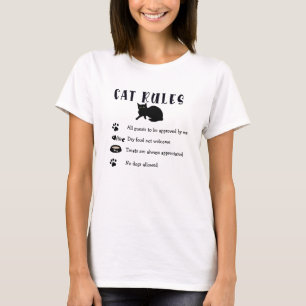 Women's Cat Rules Graphic Print 100% Cotton T-Shirt