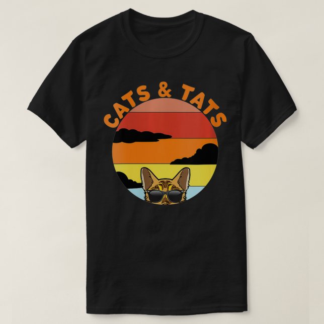 Womens Cats and Tats  Funny Tattoo Bengal Cat Love T-Shirt (Design Front)