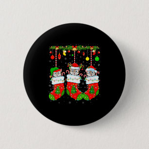 Womens Cats In Christmas Socks Funny Pet Animal Ca 2 Inch Round Button