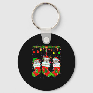 Womens Cats In Christmas Socks Funny Pet Animal Ca Keychain