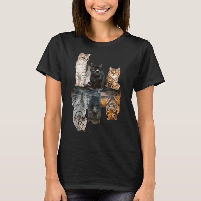 Womens Cats Reflection Tiger Friends  Cute  2 T-Shirt (Front)