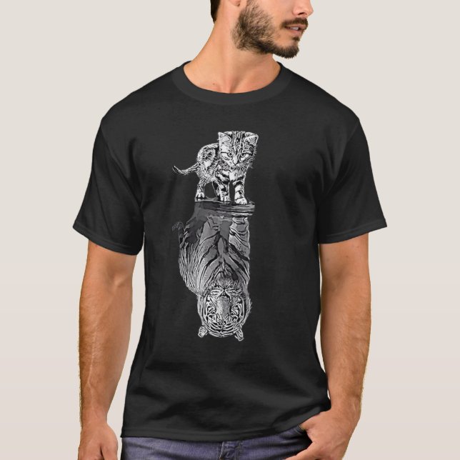 Womens Cats Reflection Tiger Friends  Cute  3 T-Shirt (Front)