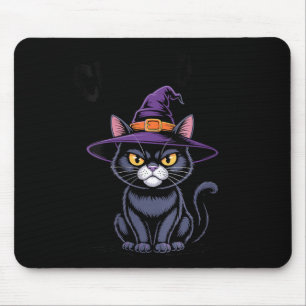 Womens Cattitude Witch Cat Funny Black Cat Mouse Pad