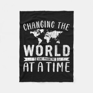 Womens Changing The World Funny Dyslexic Dyslexia  Fleece Blanket