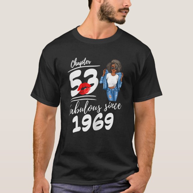 Womens Chapter 53 Gorgeous Since 1969 Black Girl B T-Shirt (Front)