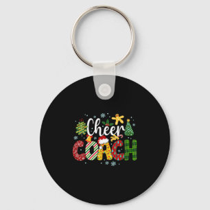 Womens Cheer Coach Christmas Buffalo Plaid Cheerle Keychain