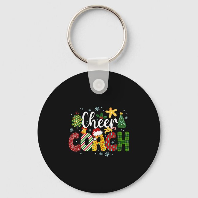 Womens Cheer Coach Christmas Buffalo Plaid Cheerle Keychain (Front)