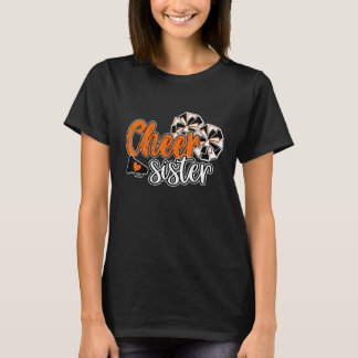 Womens Cheer Sister Pom Poms Orange Mascot Colours T-Shirt