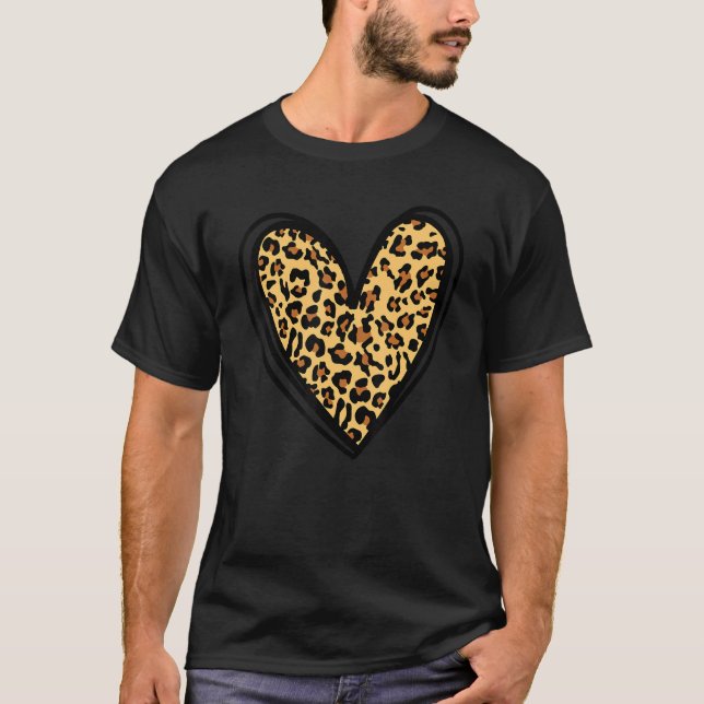Women's Cheetah Leopard Heart Print Girls Love Val T-Shirt (Front)