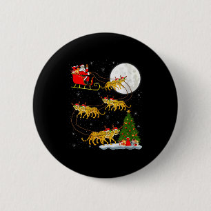 Womens Cheetah Santa Sleigh Flying Funny Magical C 2 Inch Round Button