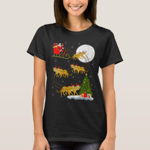 Womens Cheetah Santa Sleigh Flying Funny Magical C T-Shirt