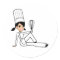 Women's Chef Sticker with Cute Illustration