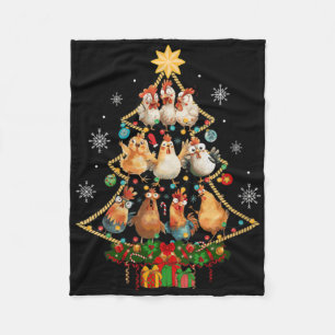 Womens Chicken Christmas Tree Santa Hat Xmas Light Fleece Blanket