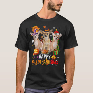 Womens Chihuahua Dog Halloween Merry Christmas Hap T-Shirt