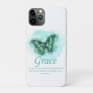 Womens Christian Bible Butterfly Verse: Grace iPhone 11 Pro Case