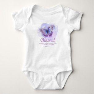 Women's Christian Bible Verse Butterfly: Blessed Baby Bodysuit