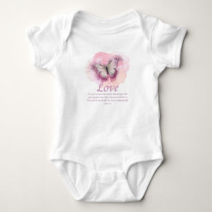 Women's Christian Bible Verse Butterfly: Love Baby Bodysuit
