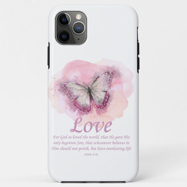 Women's Christian Bible Verse Butterfly: Love Case-Mate iPhone Case (Back)