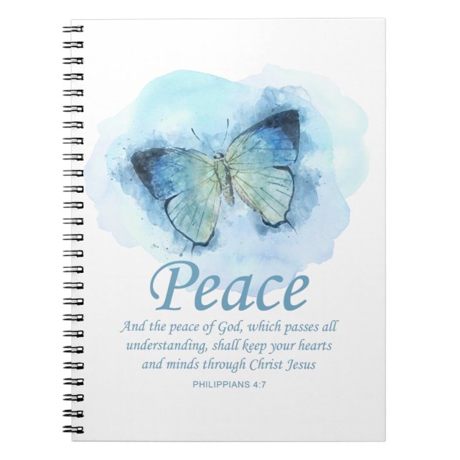 Women's Christian Bible Verse Butterfly: Peace Notebook (Front)