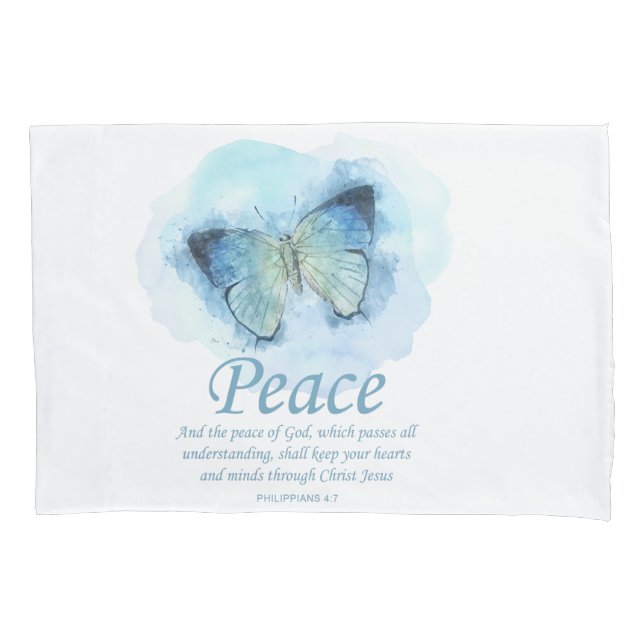 Women's Christian Bible Verse Butterfly: Peace Pillowcase (Front)