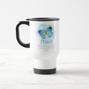 Women's Christian Bible Verse Butterfly: Peace Travel Mug