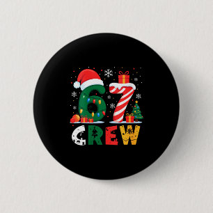 Womens Christmas 67 Crew Brainrot Funny Candy Cane 2 Inch Round Button