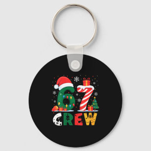 Womens Christmas 67 Crew Brainrot Funny Candy Cane Keychain