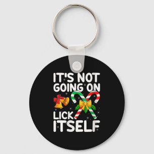 Womens Christmas Candy Cane It's Not Going To Lick Keychain