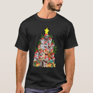 Women's Christmas cat Xmas Tree Graphics 3 T-Shirt