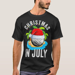 Womens Christmas in July Golf Ball  Santa Hat Summ T-Shirt