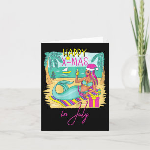 Womens Christmas In July Xmas Gift Tree Mermaid Sw Card