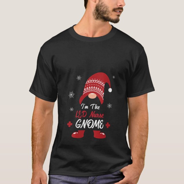 Womens Christmas Labor and Delivery L D Nurse Gnom T-Shirt (Front)